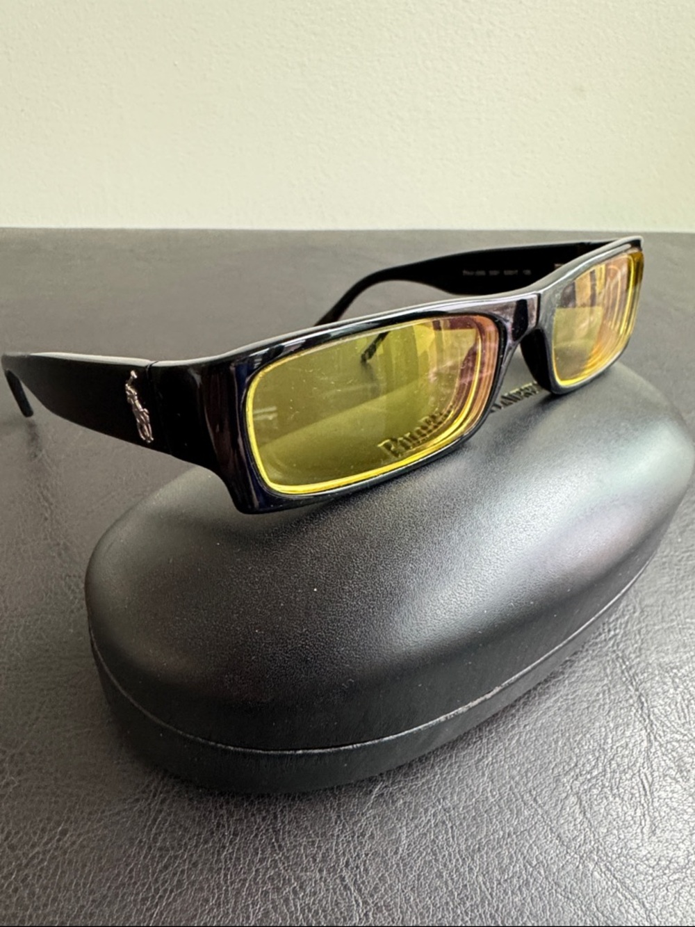 MAKE OFFER! Ralph Lauren Black Eyeglasses with Yellow Lenses & Silver Polo Logo